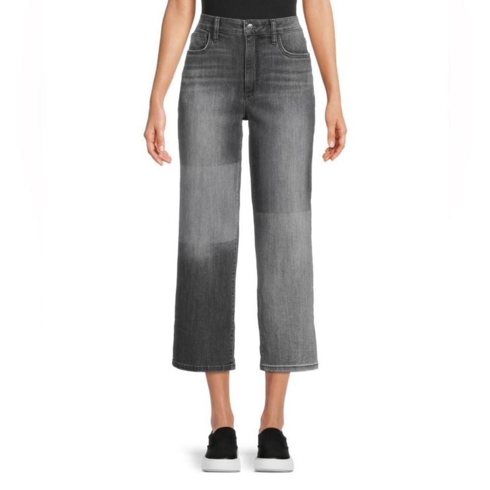 JOE’S Jeans Bentina High Rise Wide Leg Denim Black Color Block Cropped Size 30
